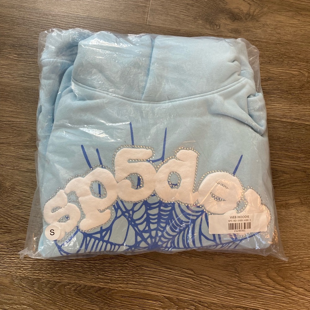 Sp5der sky blue hoodie